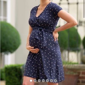 Seraphine navy blue maternity and nursing dress